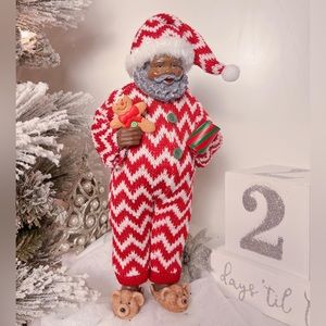 10.5” Black Pajama Santa Figurine